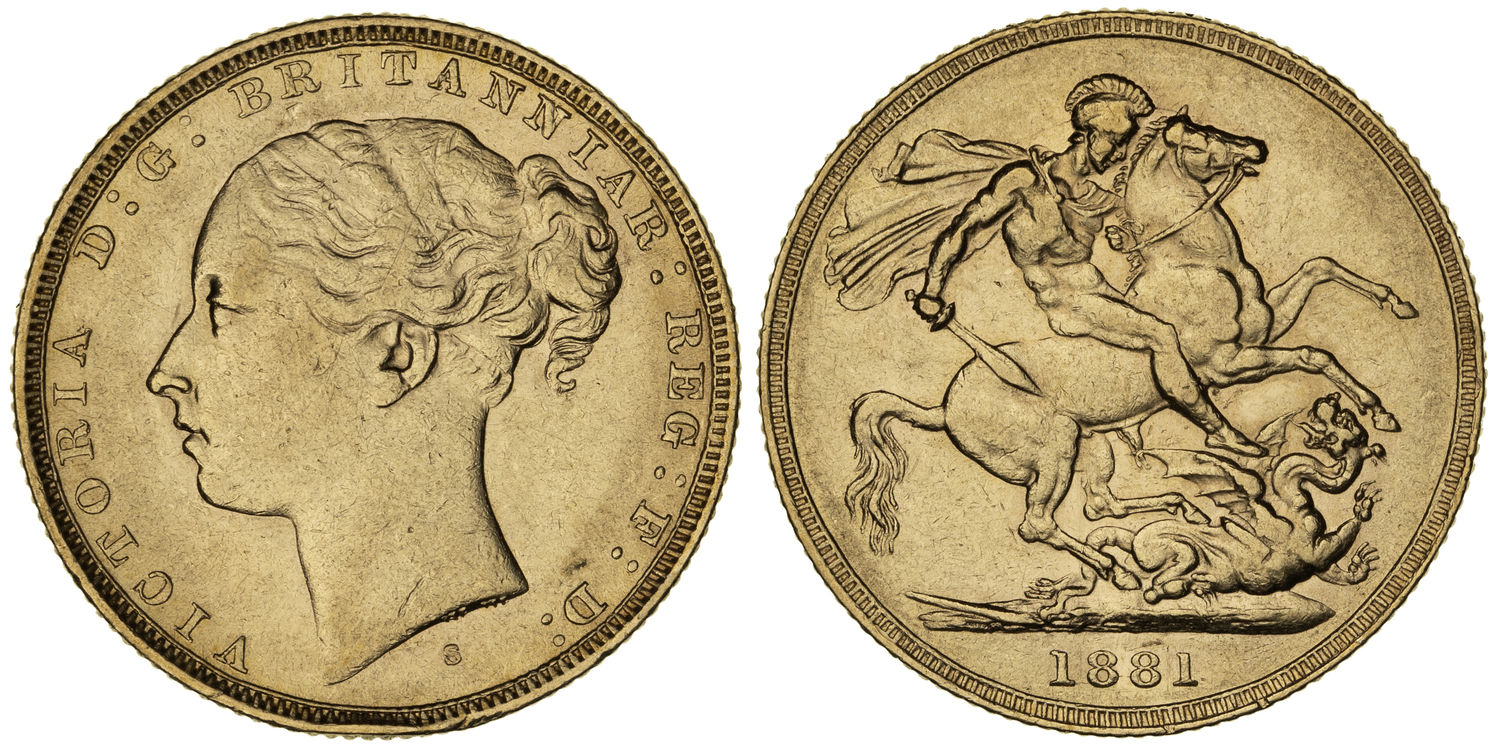Victoria, St George Reverse, Sovereign, 1881-S, gVF