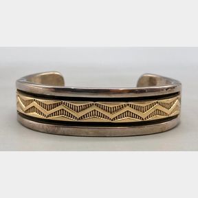 Hefty Sterling Silver And Gold Bracelet By Bruce Morgan
