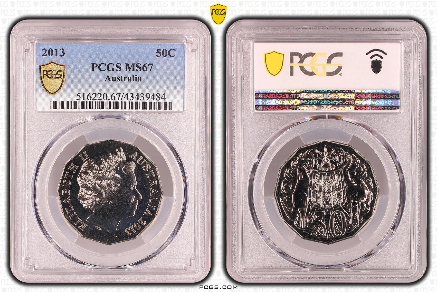 Elizabeth II, Fifty Cent, MS67 , 2013