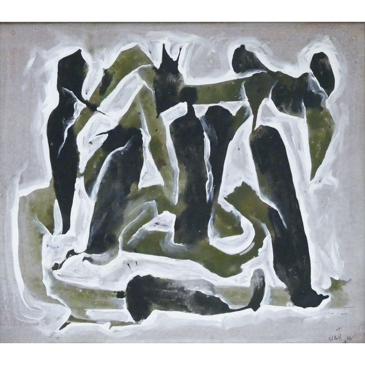 Neil Meitzler ''Germination'' 1962 Casein on Board