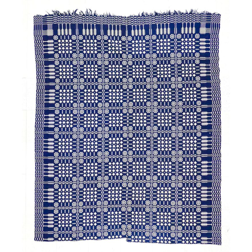 Blue & White Jacquard Coverlet