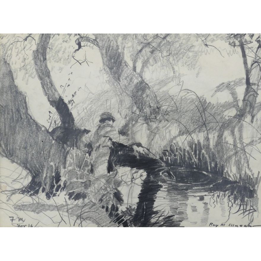 Roy Martell Mason ''Everglades Boy'' 1955 Graphite