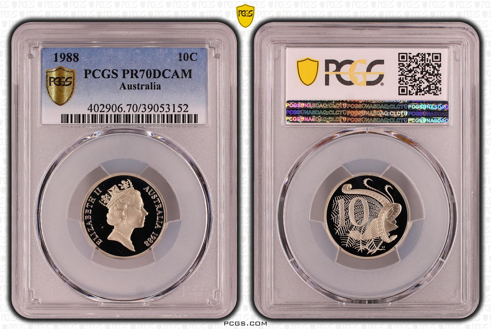123 · 1988 Australia Ten Cent, 10c PCGS - PR70DCAM POP 9/0 -152