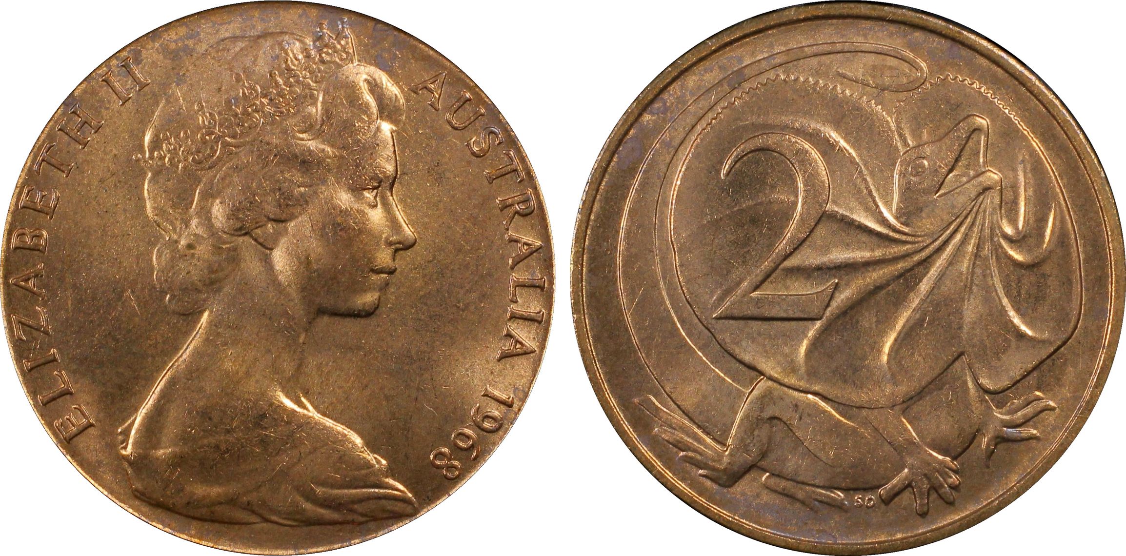Two Cent, 1968, PCGS MS64RD
