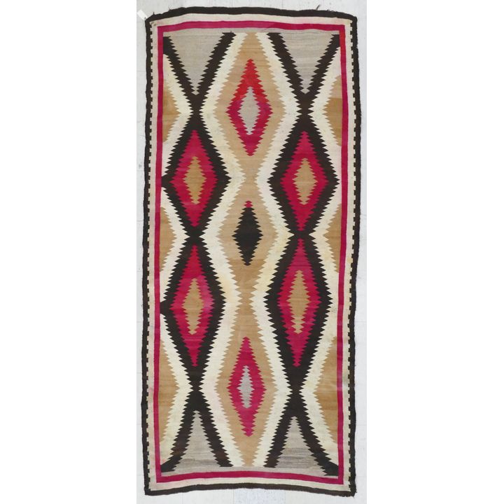 Large Old Navajo Diamond Pattern Wool Rug