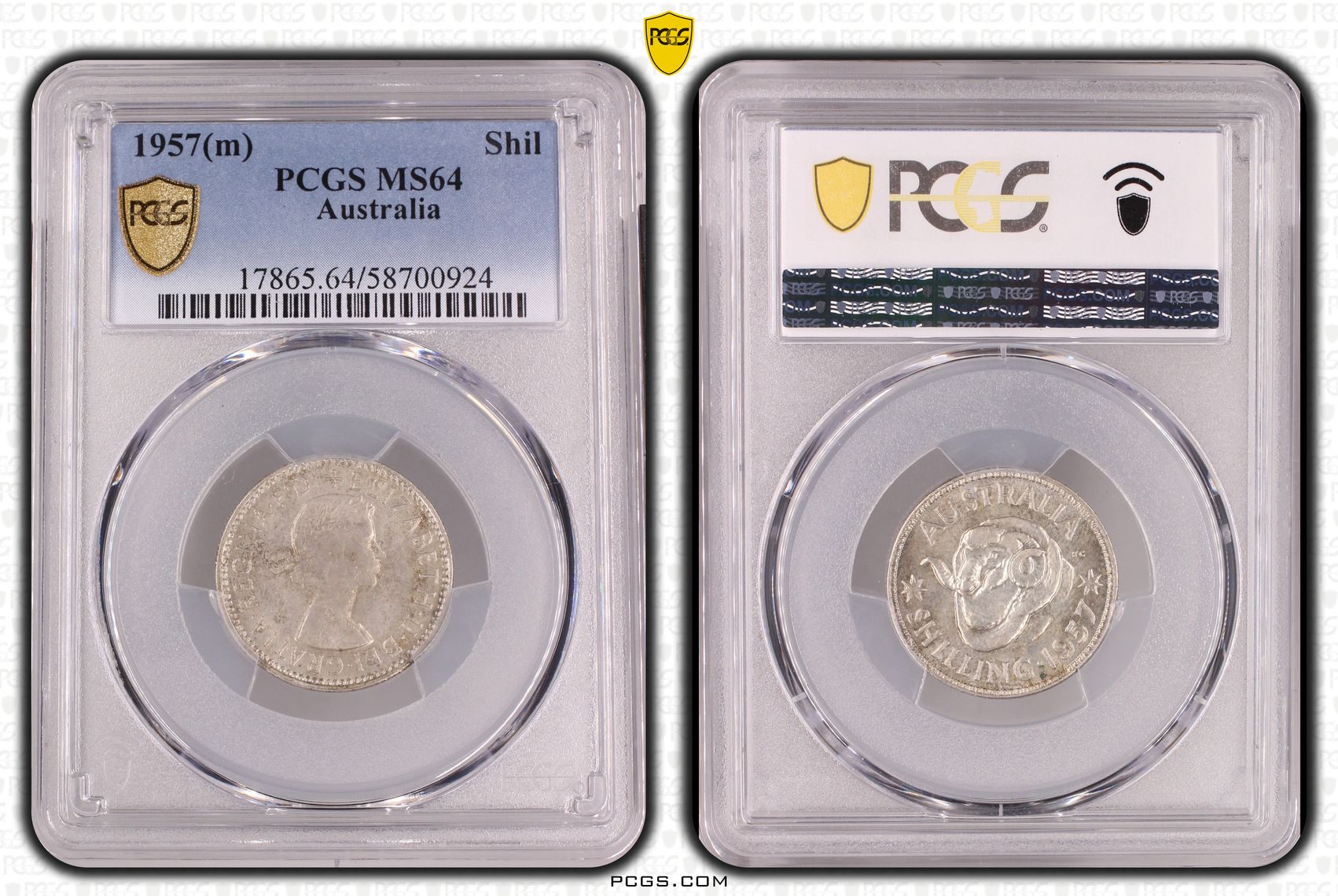 Elizabeth II, Shilling, 1957(m), PCGS MS64