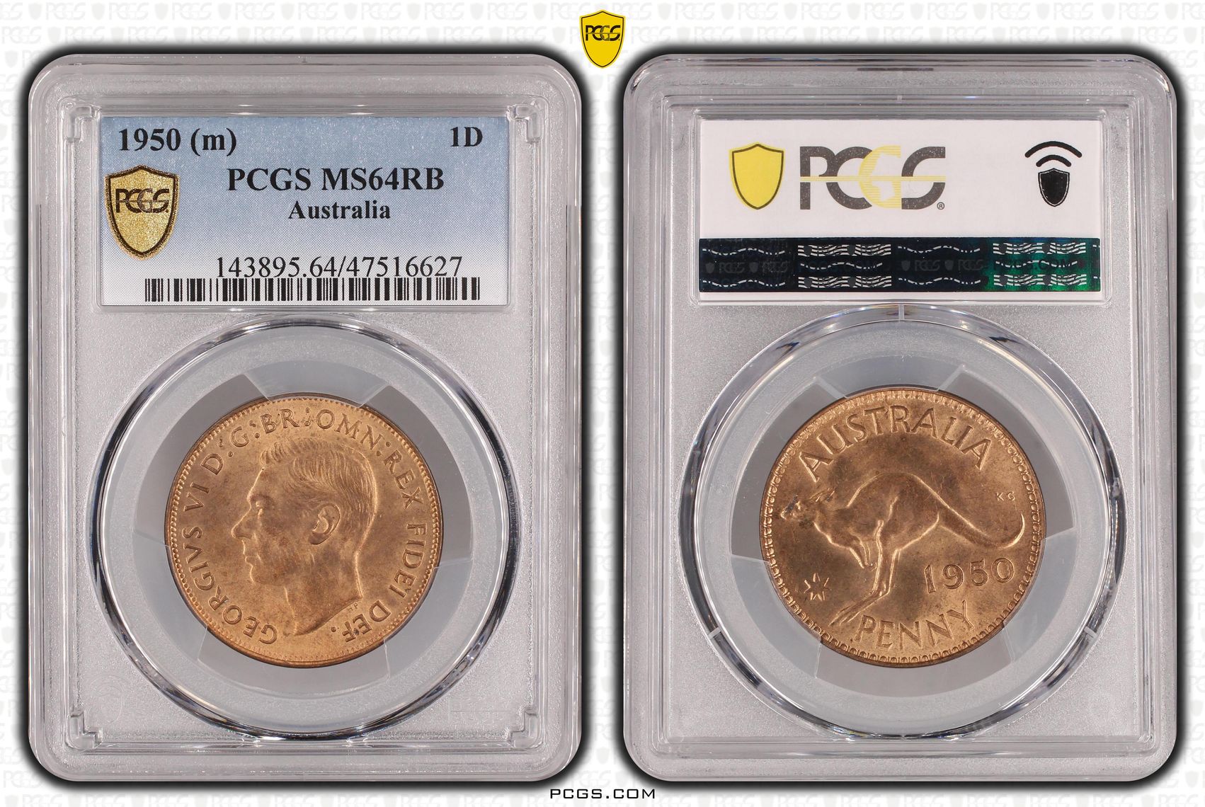 One Penny, 1950, PCGS MS 64RB