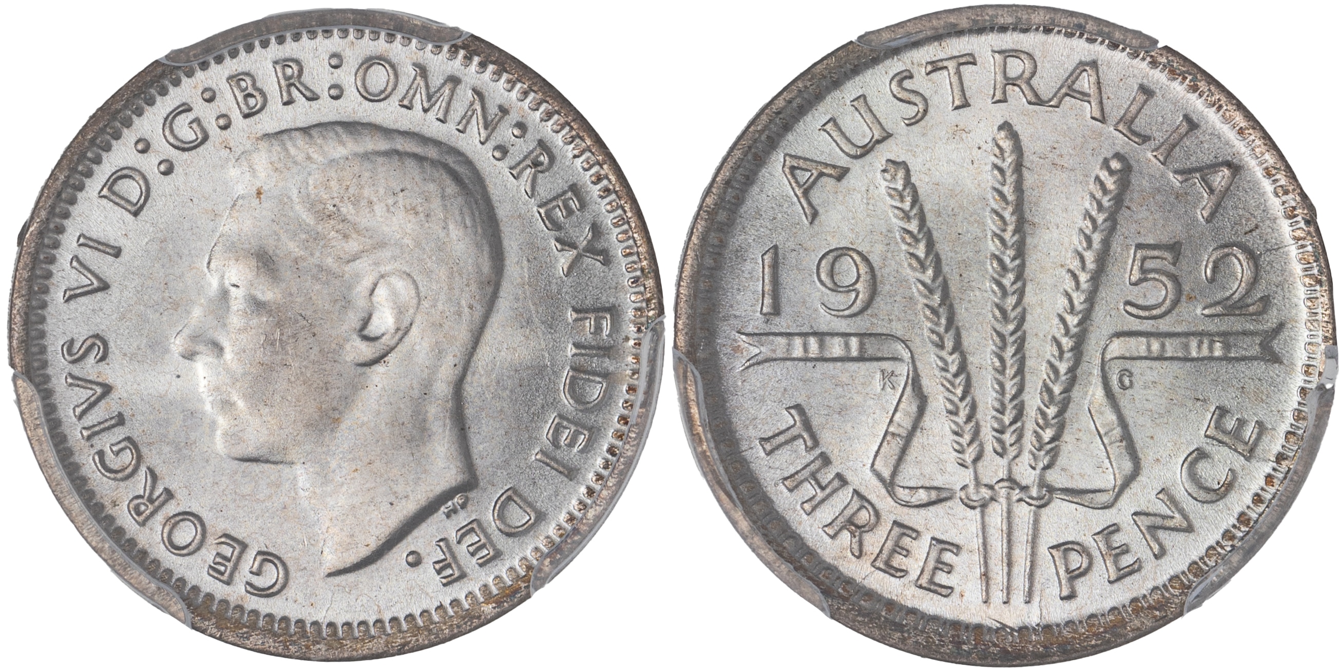 George VI, Threepence, 1952, PCGS MS66