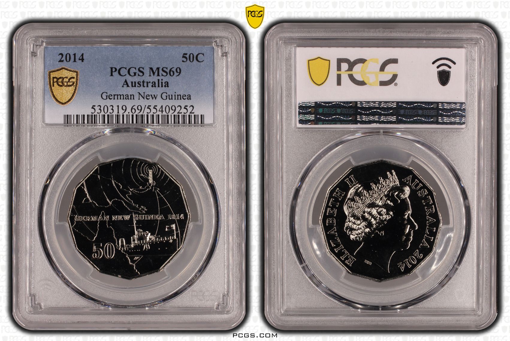 German New Guinea, Fifty Cent, 2014, PCGS MS69