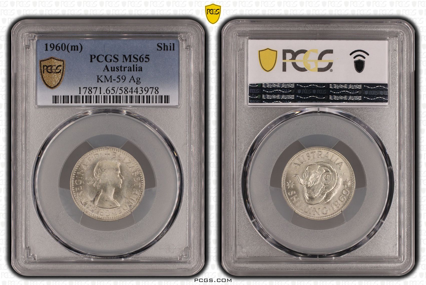 KM-59 Silver, Shilling, 1960(m), PCGS MS65