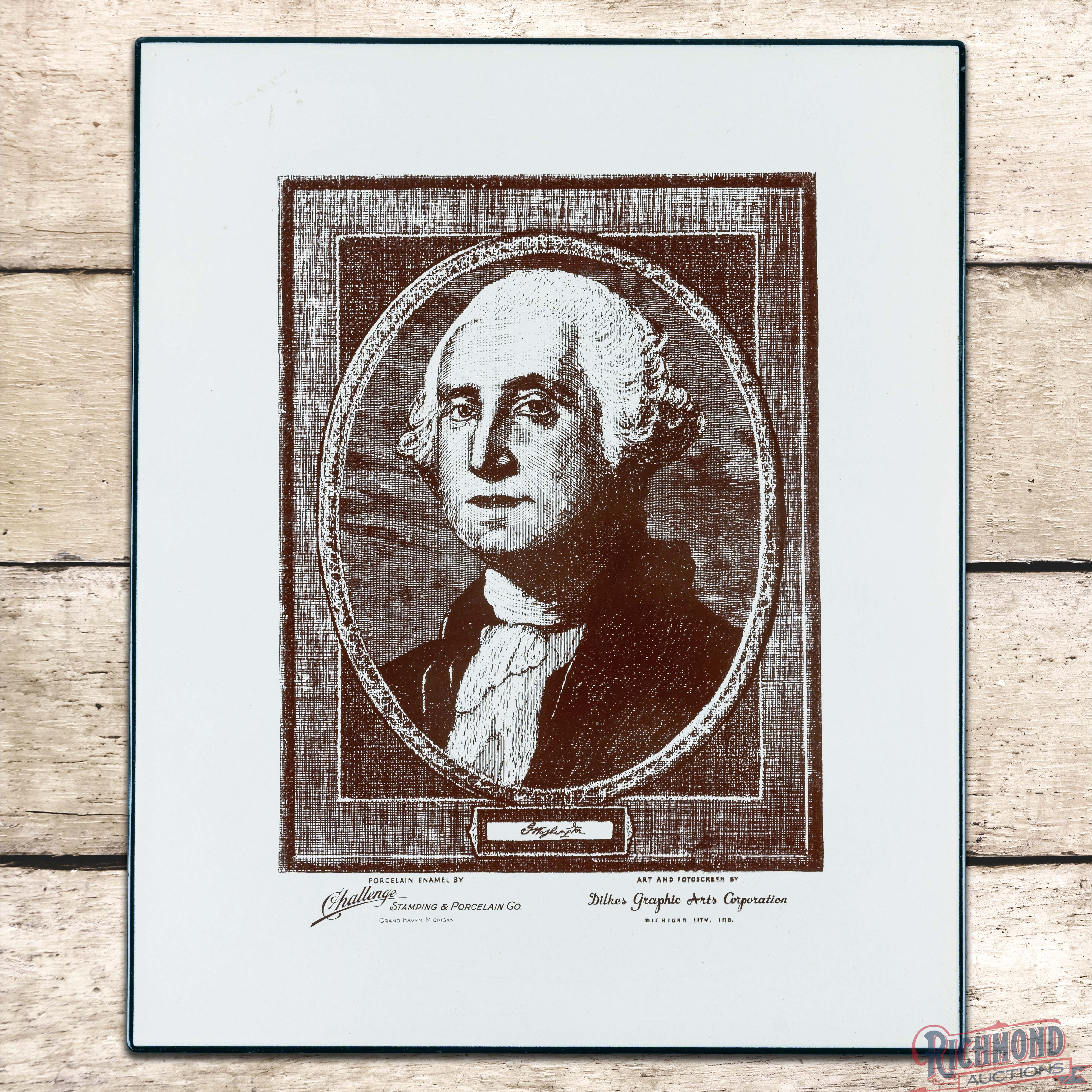 Unique George Washington Portrait SS Porcelain Sign Challenge Stamping ...