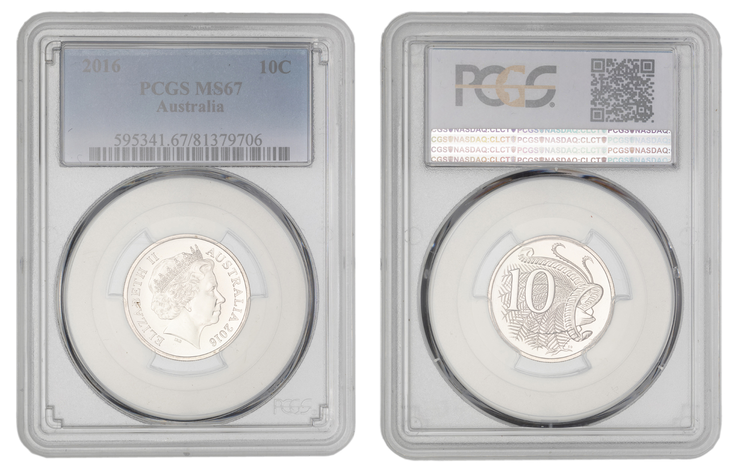 Elizabeth II, Ten Cent, 2016, PCGS MS67