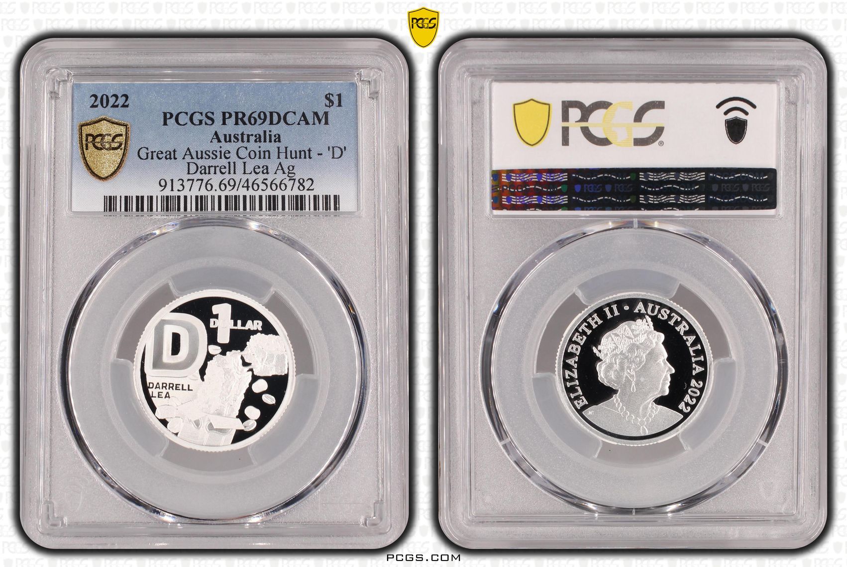 Great Aussie Coin Hunt - 'D' Darrell Lea Silver, One Dollar, 2022, PCGS PR69DCAM