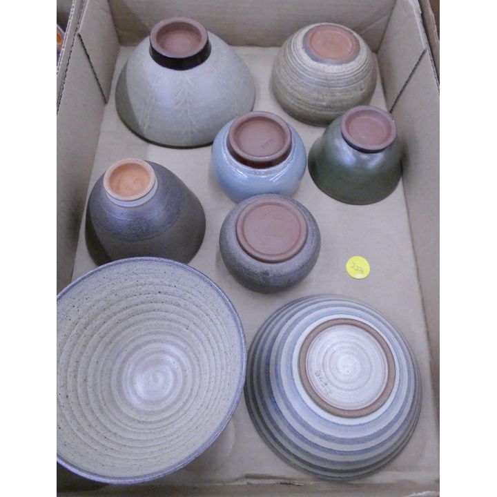 8pc Louis Mideke Studio Pottery Tea Bowls Etc- 2.5'' to 5'' diameter