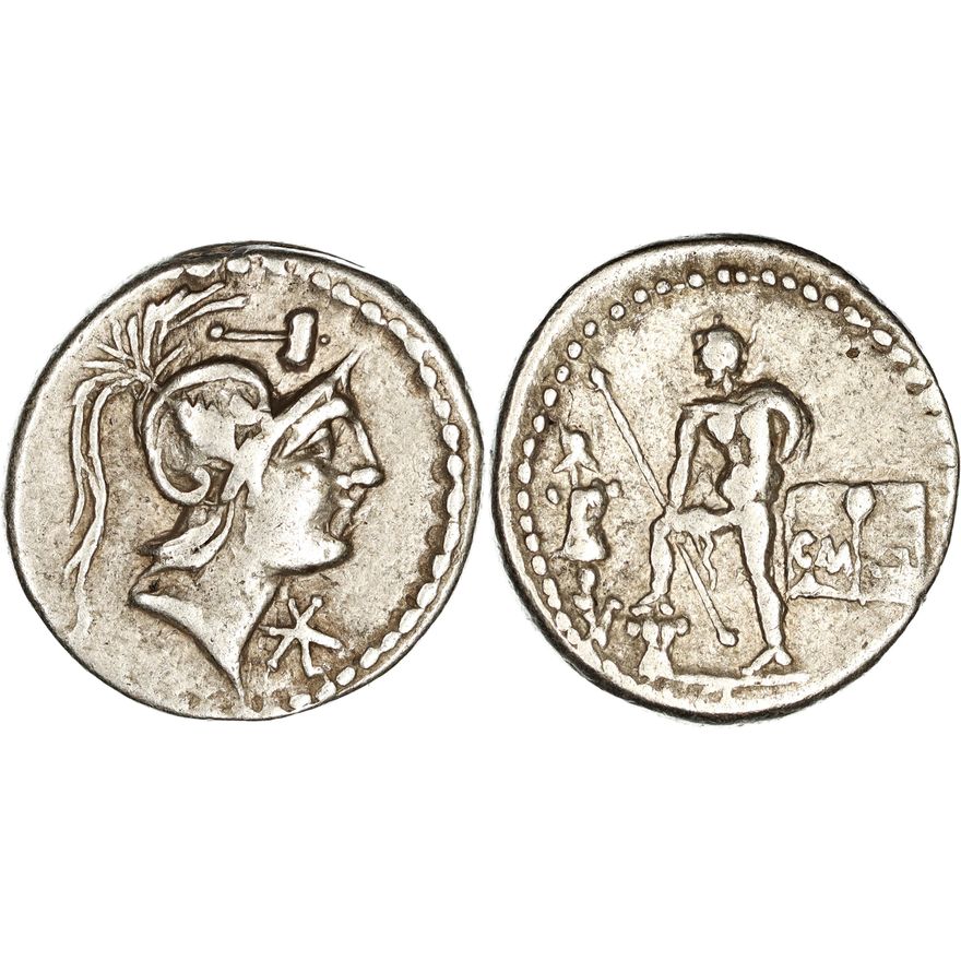Roman Republic, C. Publicius Malleolus, Silver Denarius, 96 BC,  gF