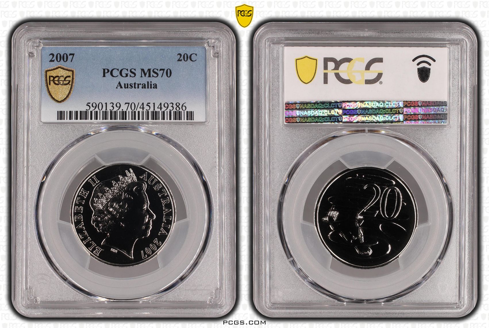 2007 Australia Twenty Cent, 20c PCGS - MS70 POP 5/0 -386