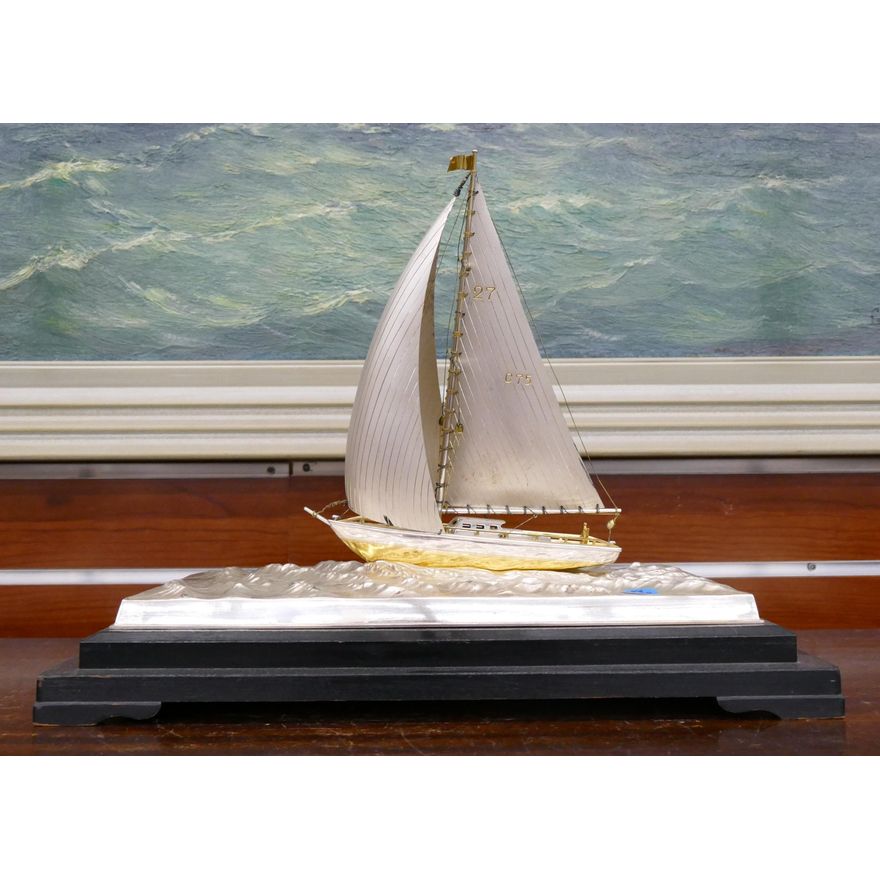 Vintage Japanese Sterling Sailboat Desk Model 10.5''x13''