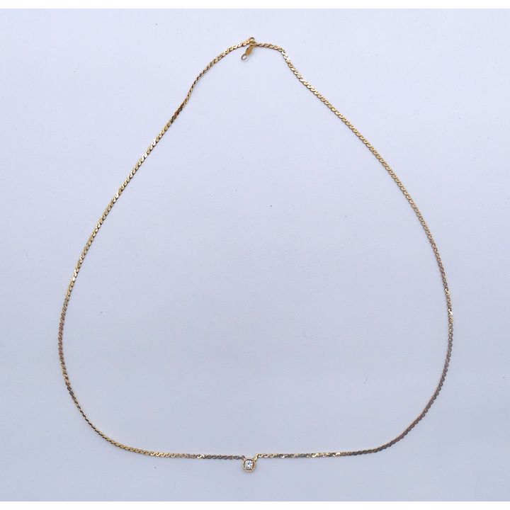 Box 14k Diamond Chip Necklace 16'' - 2.9 grams