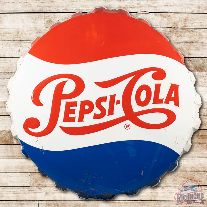 6' Large Pepsi Cola Bottlecap Embossed Metal Sign TAC 8
