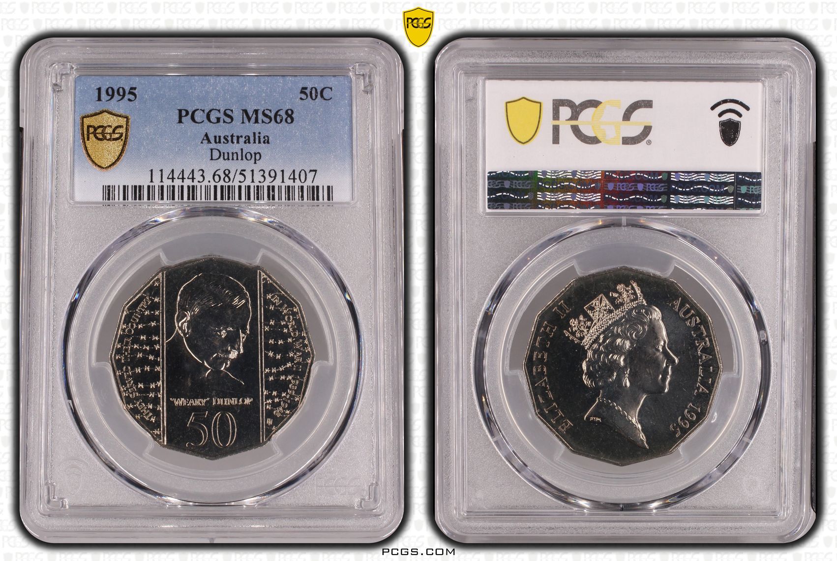 Dunlop, Fifty Cent, 1995, PCGS MS68