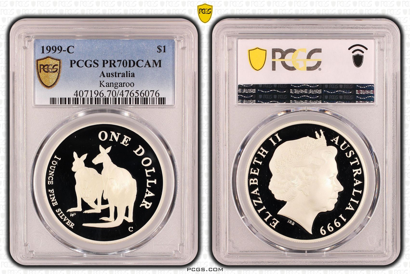 Elizabeth II, Kangaroo, Pop 13/0, One Dollar, 1999-C, PCGS PR70DCAM