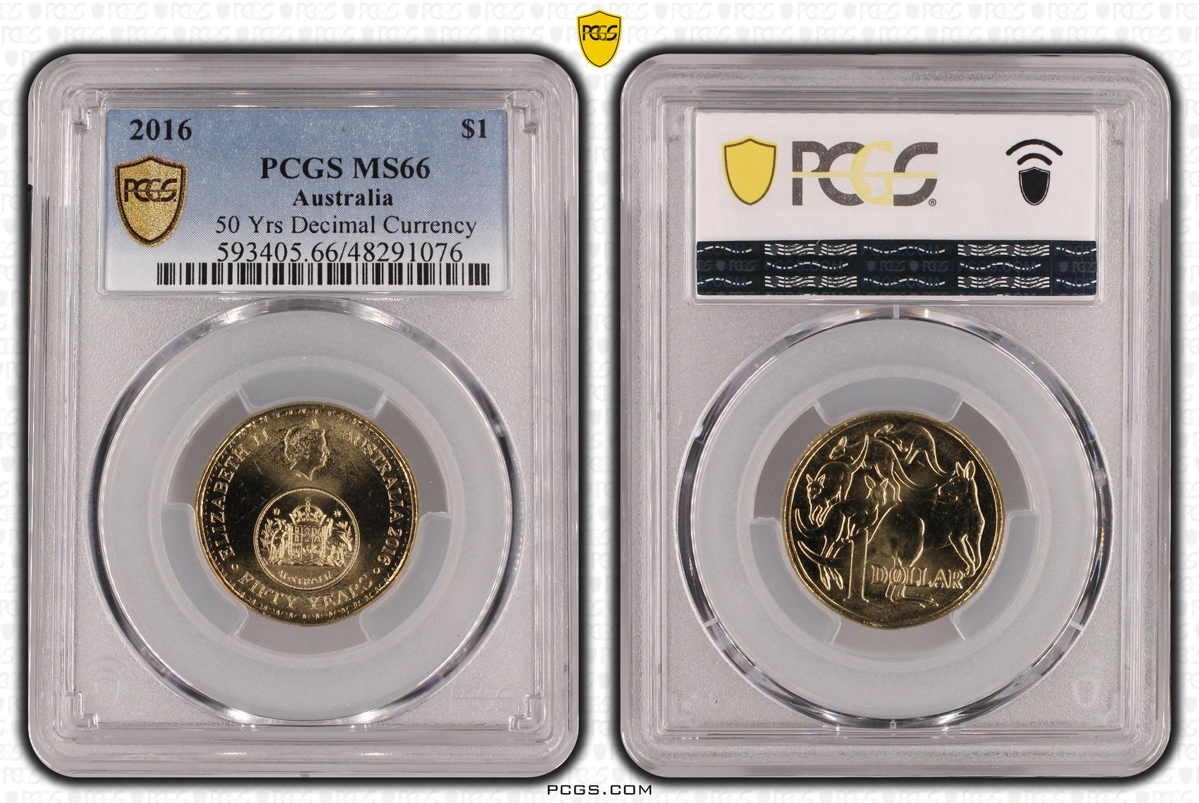 Elizabeth II, 50 Yrs Decimal Currency, One Dollar, 2016, PCGS MS66