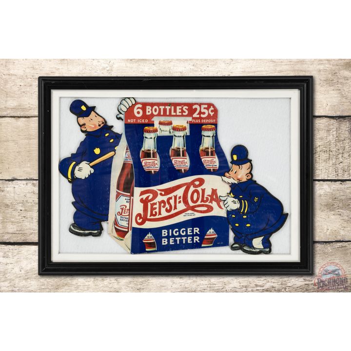 Framed Pepsi Cola Double Dot Die Cut Cardboard Sign