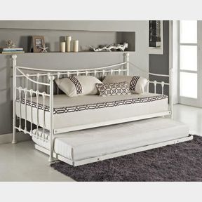 Hazlo Armario Trestle Day Bed with Roll Out Trundle Set White Guest Bed/ Trundle|DAMAGED/NOT ASSEMBLED