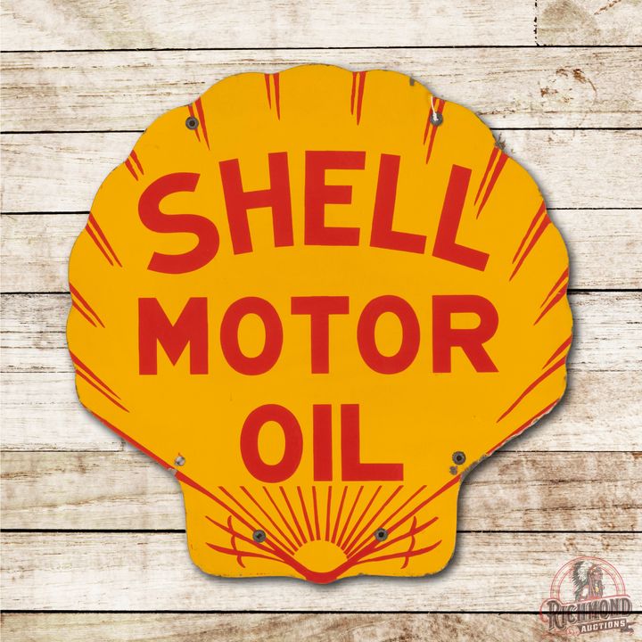 25" Shell Motor Oil Double Sided Porcelain Sign TAC 9