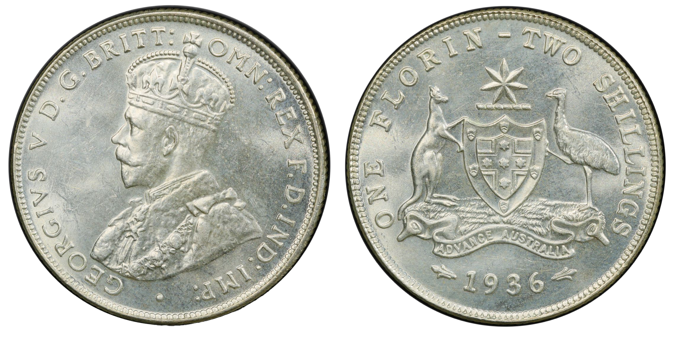 George V, Florin, 1936(m), PCGS MS63