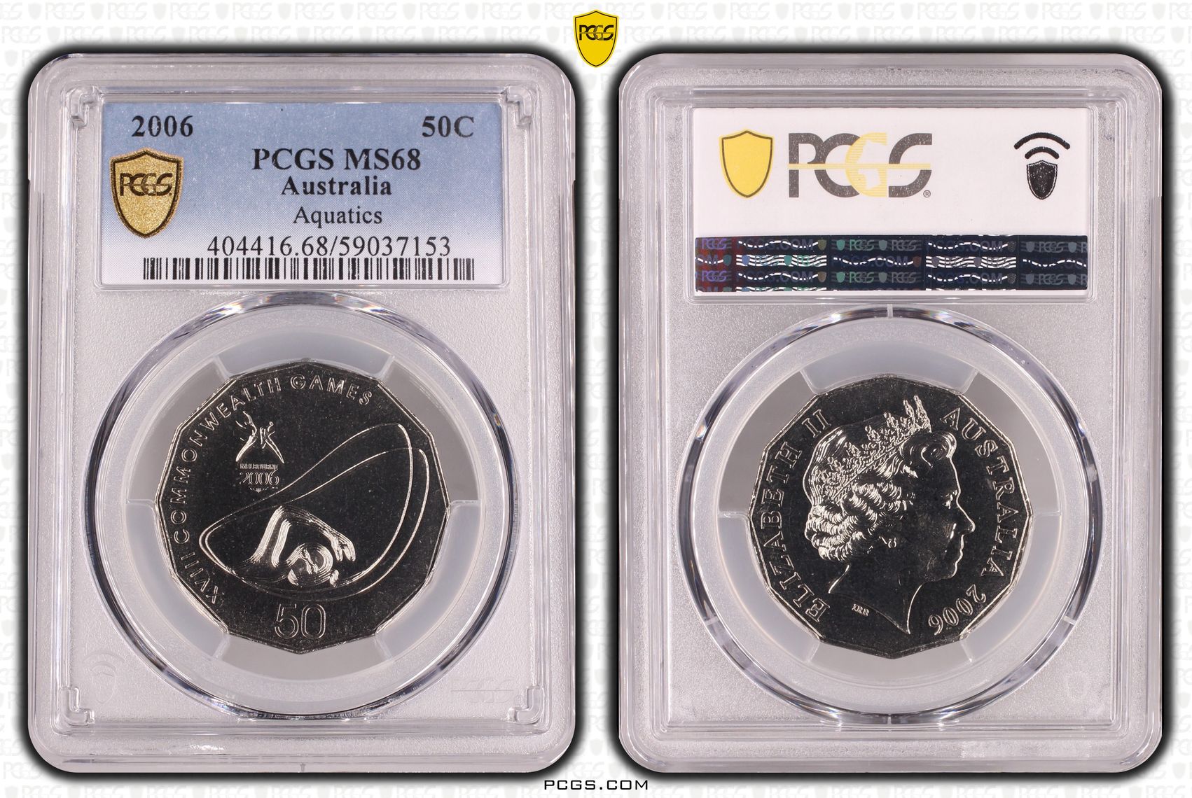 117 · Aquatics, POP 11/0, Fifty Cent, 2006, PCGS MS68