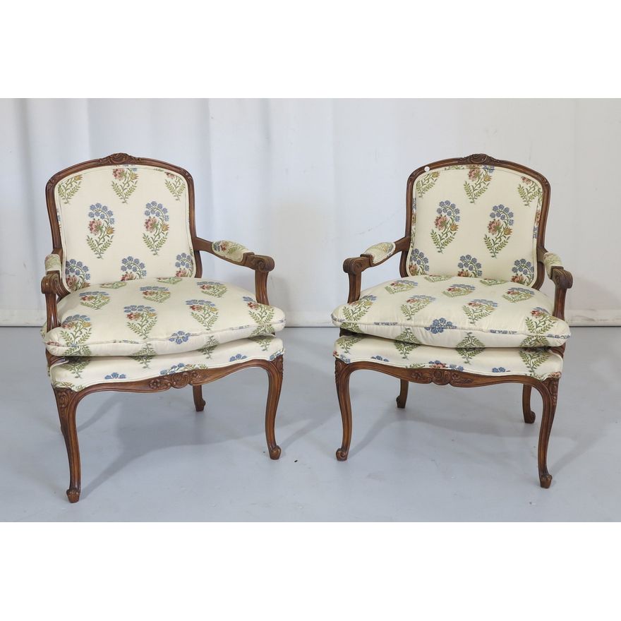 PAIR OF UPHOLSTERED ARMCHAIRS