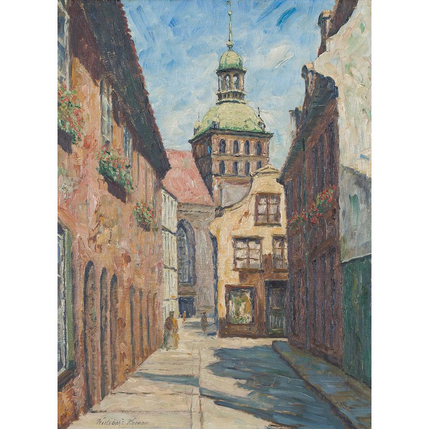 Willibald Werner | Widok kościoła św. Brygidy w Gdańsku od strony dawnej ulicy Malarskiej