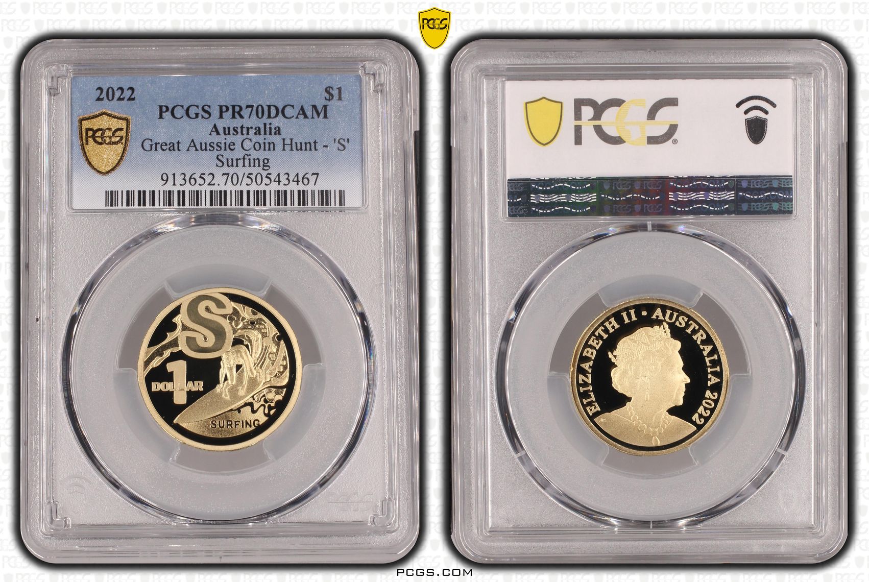 Great Aussie Coin Hunt - 'S', POP 14/0, One Dollar, 2022, PCGS PR70DCAM