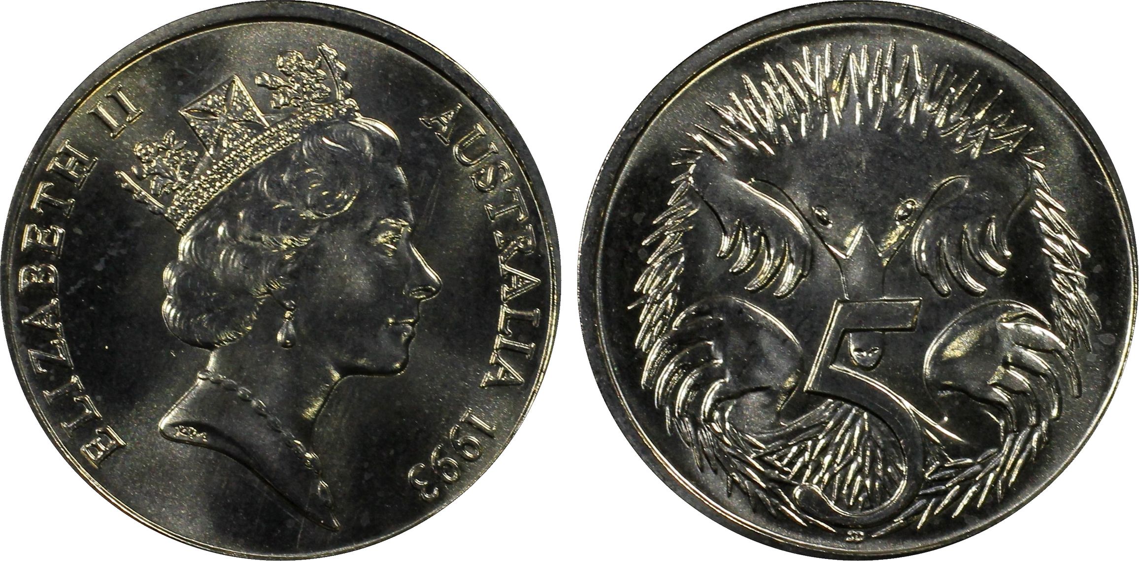 Small SD, Five Cent, 1993, PCGS MS67