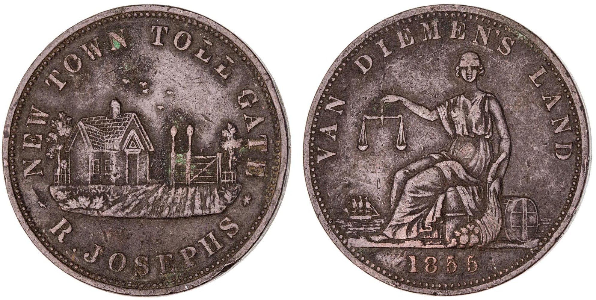 Tasmania, Penny, 1855, VF