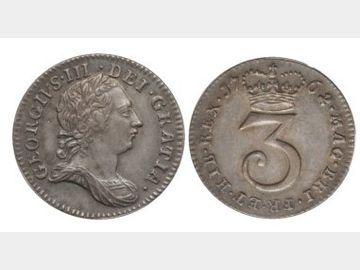 1762 GEORGE III SILVER (1st Year of Issue) THREE PENNY