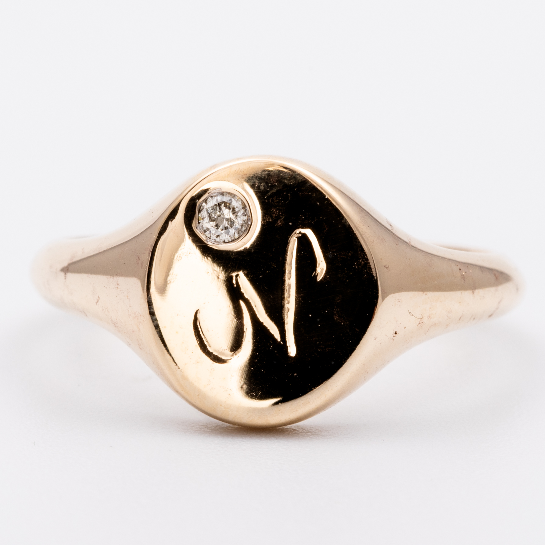 338 · Diamond Signet Ring 9ct Gold