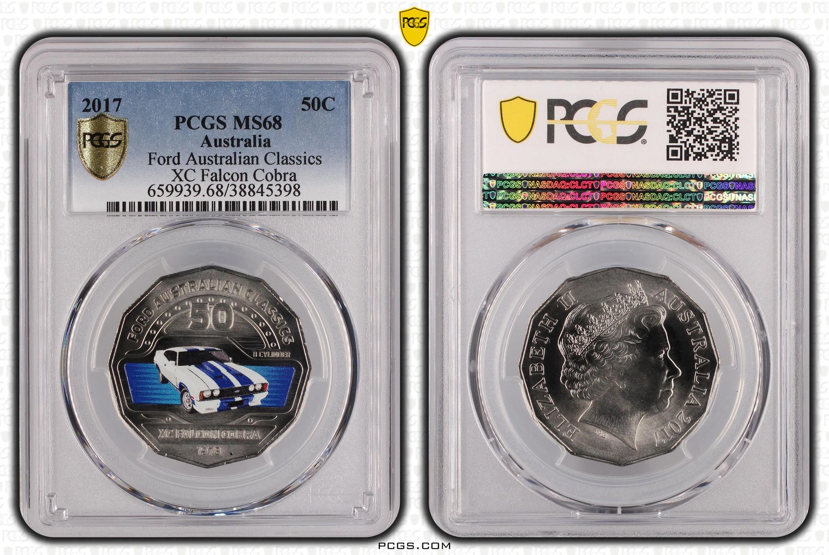 2017 Australia Fifty Cent, 50c Ford Australian Classics - XC Falcon Cobra PCGS - MS68 -398