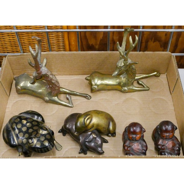 Box Thai Brass Deer Figures etc.