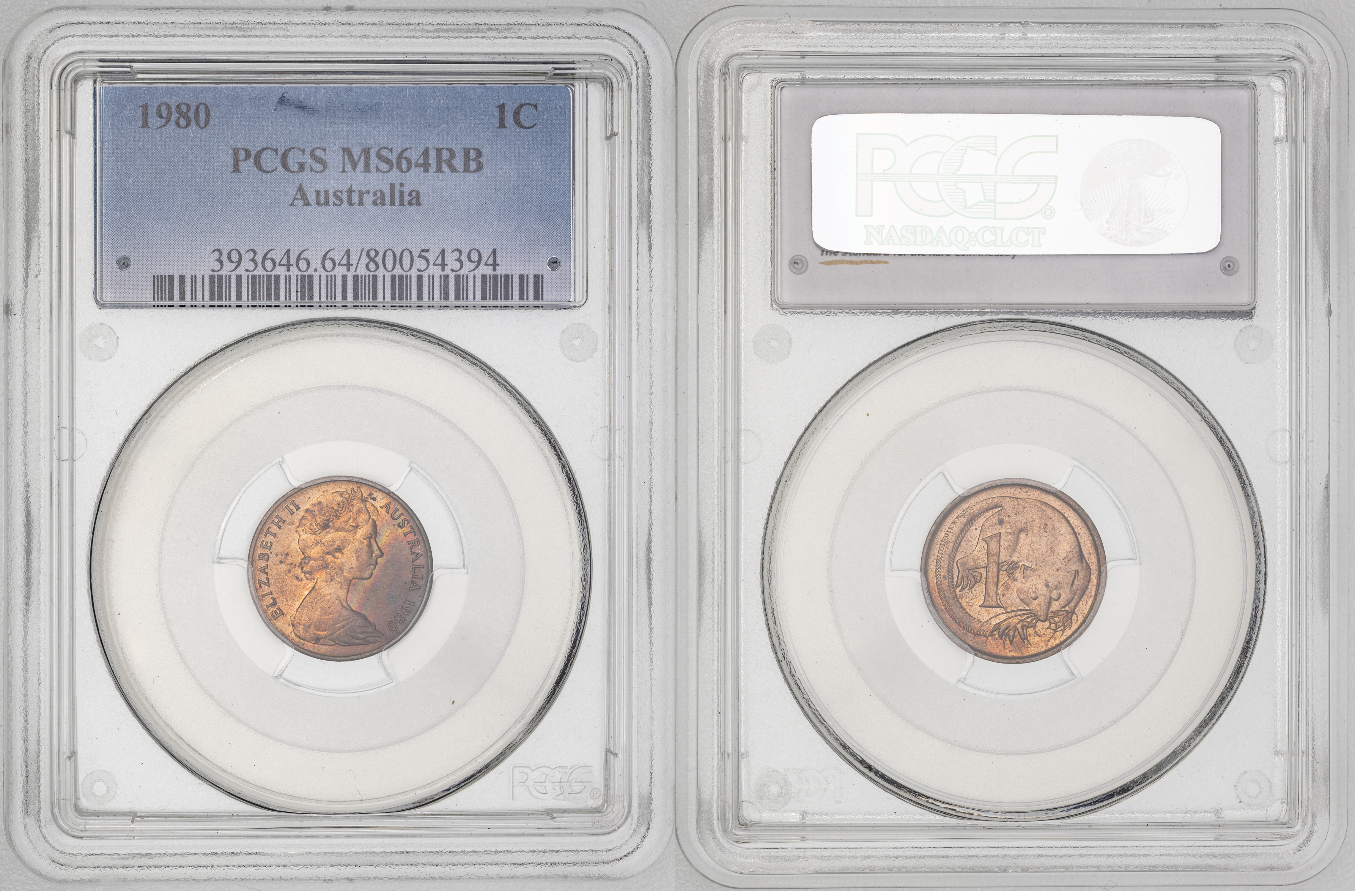 Elizabeth II, POP 1/0, One Cent, 1980, PCGS MS64RB