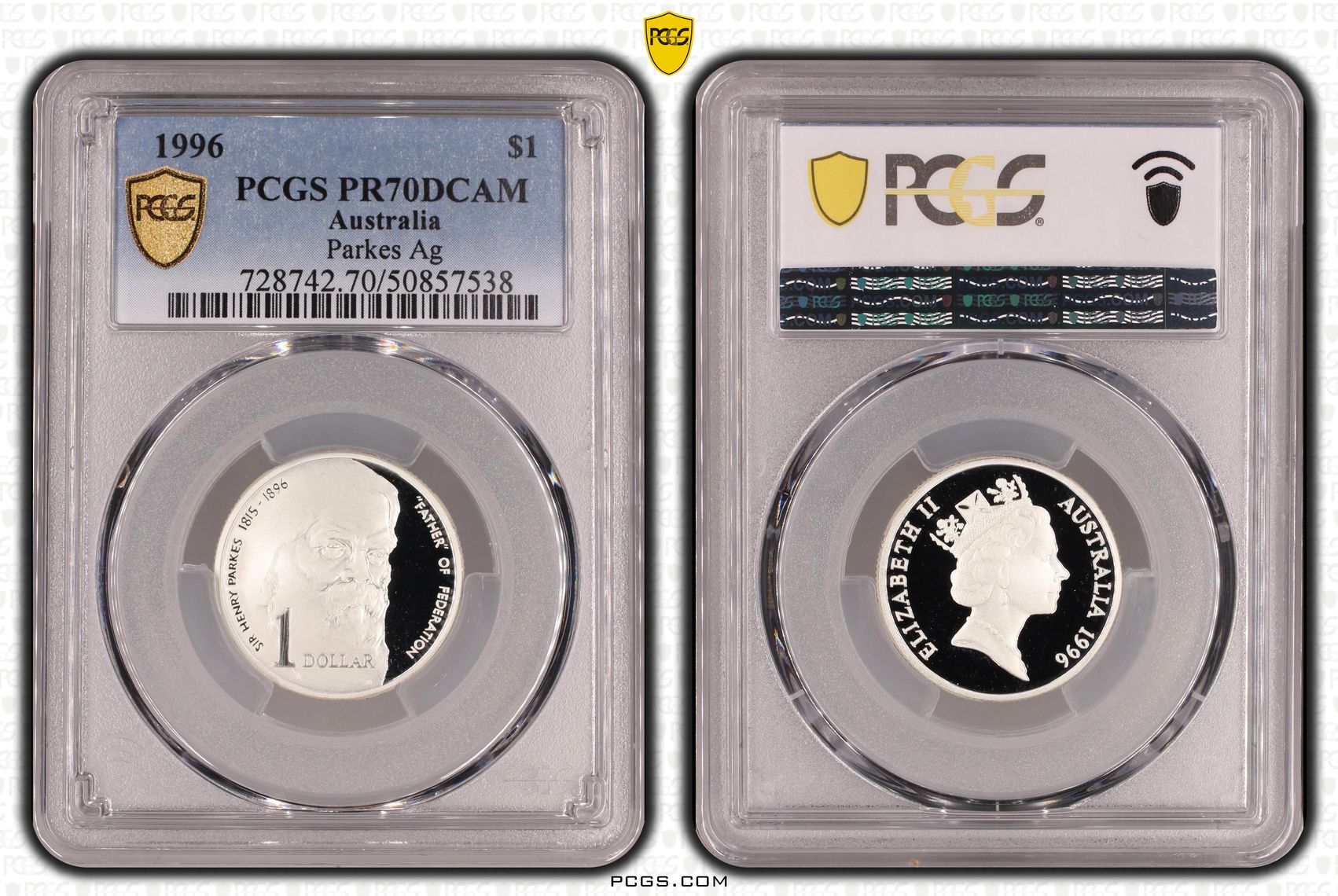 Parkes Ag POP 24/0, One Dollar, 1996, PCGS PR70DCAM