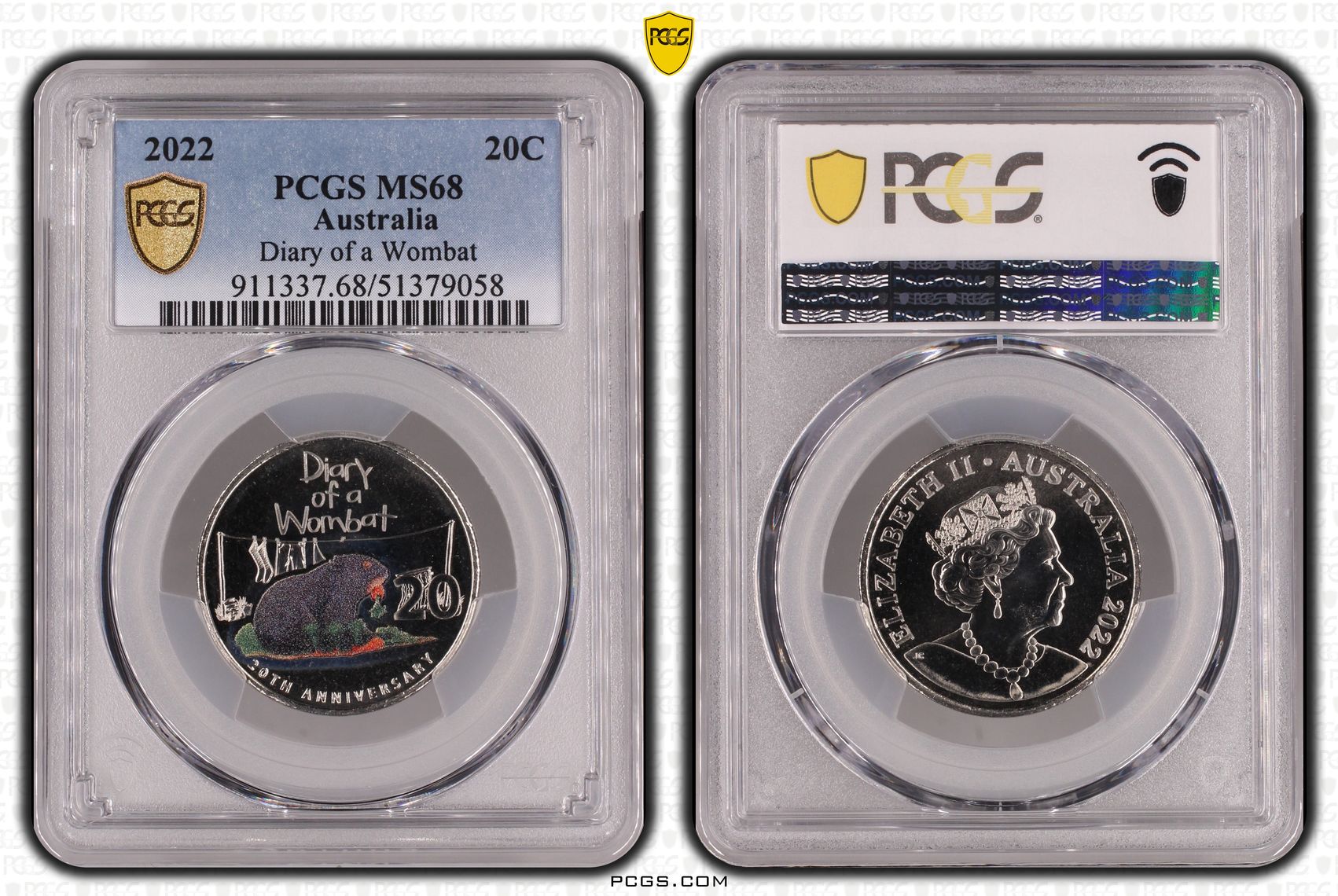 Diary of a Wombat, Twenty Cent, 2022, PCGS MS68