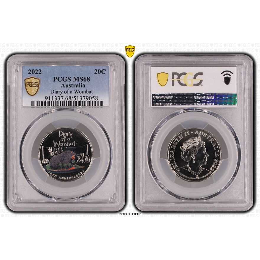 Diary of a Wombat, Twenty Cent, 2022, PCGS MS68