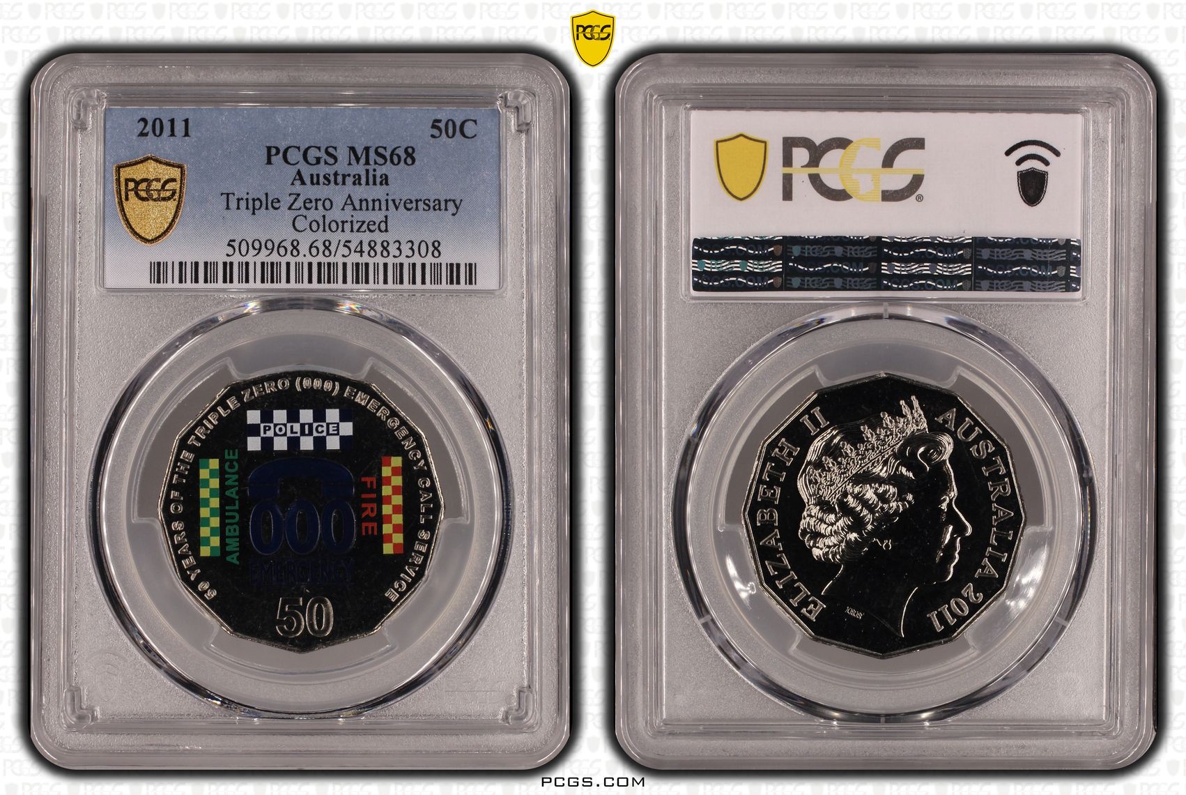 Triple Zero Anniversary Colorized, Fifty Cent, 2011, PCGS MS68