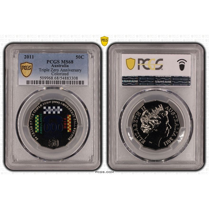 Triple Zero Anniversary Colorized, Fifty Cent, 2011, PCGS MS68