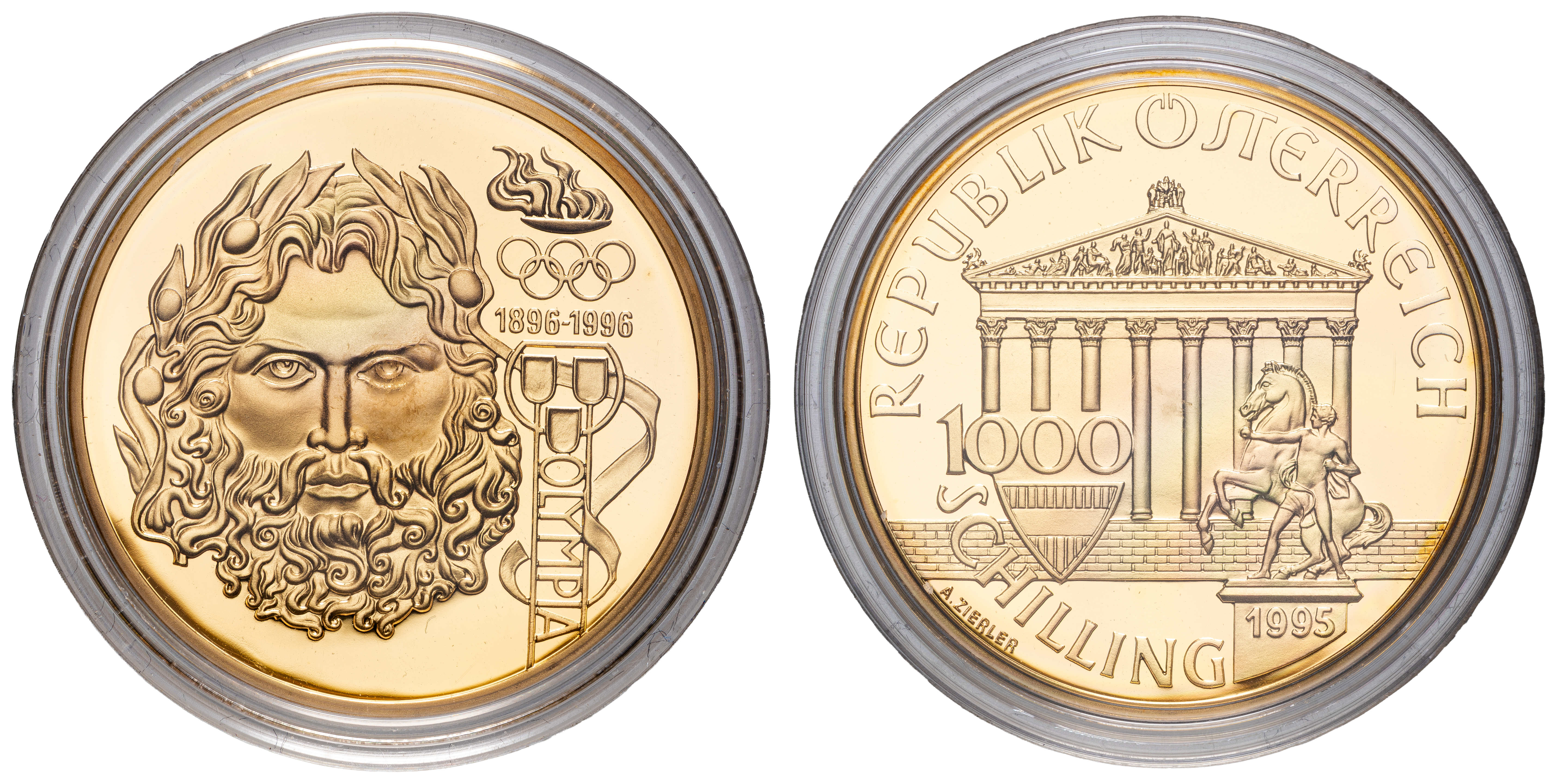 Austria, Olympic Movement - Zeus, One Thousand Schillings, 1995, FDC