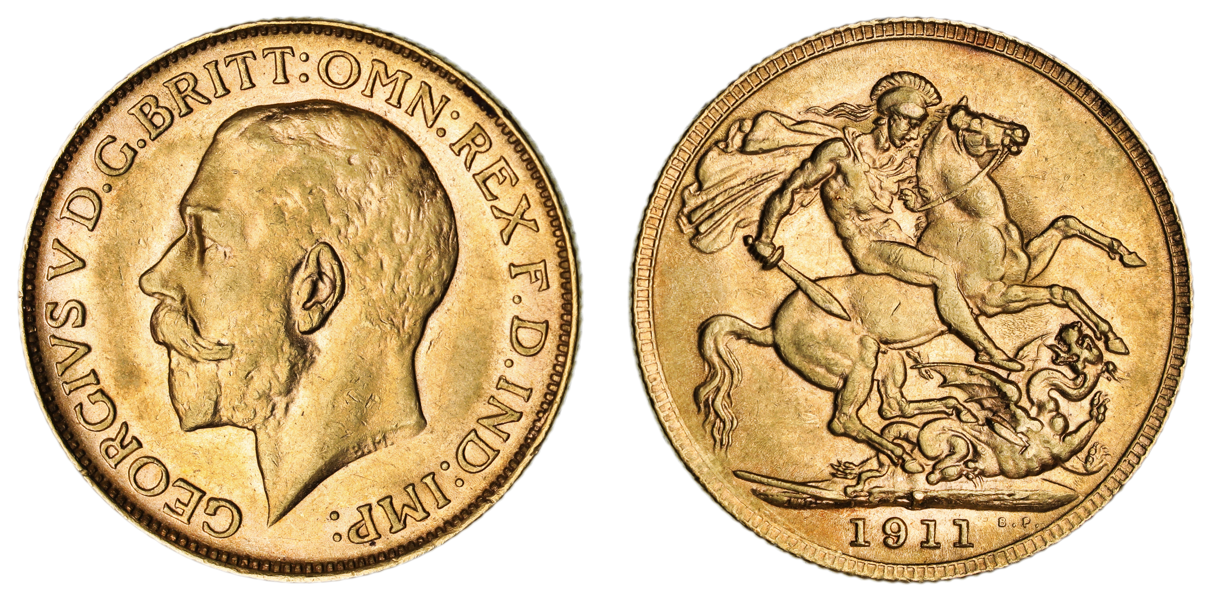 George V, St. George Reverse - Perth Mint, Sovereign, 1911, EF