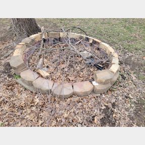 Circle of decorative blocks and other bricks on the property