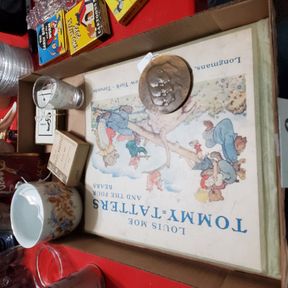Shaving mug, shot glass, medallion, other items